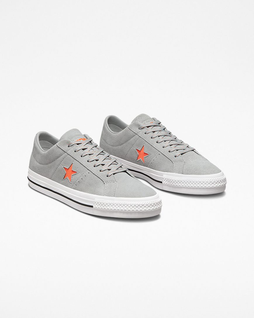 Men's Converse One Star Pro Skate Shoes Grey / Orange / White | AU 48156A